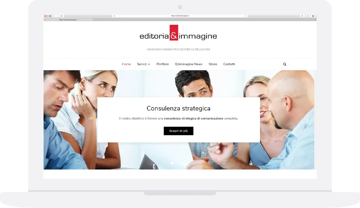 Laptop con la homepage di Editoria & Immagine: “Consulenza strategica”