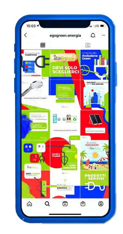 Smartphone con il feed Instagram di EgoGreen