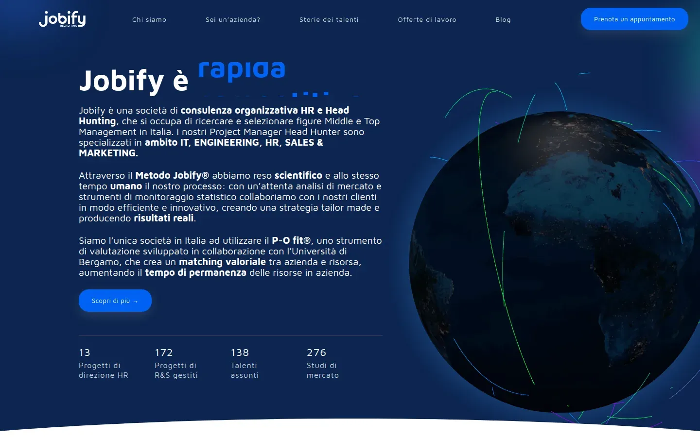 Home page del sito Jobify Recruiting